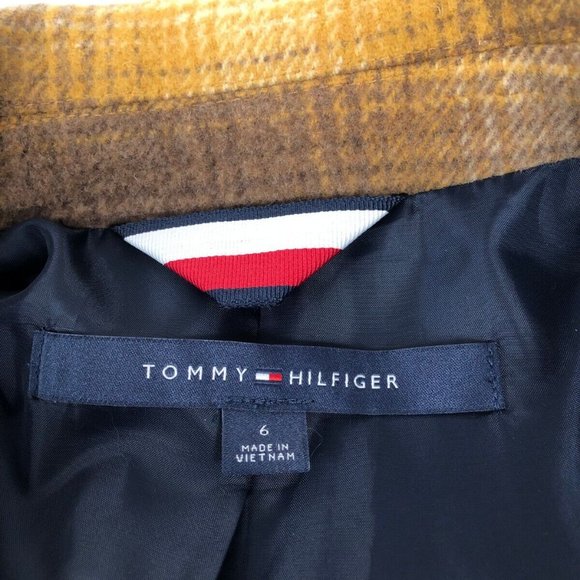 Tommy Hilfiger NWOT Designer Wool Blend Shadow Plaid Sz 6 Knee Length Coat - Picture 10 of 13